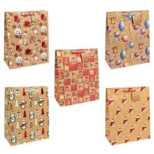 Пакет бум подар Крафт НГ тис микс26х32см