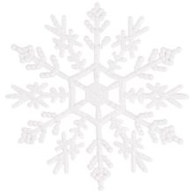 Снежинка белая глиттер пластик 12см 3штG
