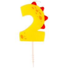 Свеча -цифра "2" Динозаврик 6см/V