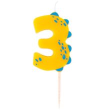 Свеча -цифра "3" Динозаврик 6см/V