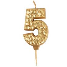 Свеча -цифра "5" Айсберг золото 5см