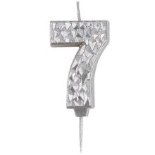 Свеча -цифра "7" Айсберг серебро 5см