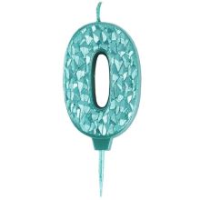 Свеча -цифра "0" Айсберг тиффани 5см