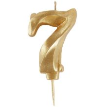 Свеча -цифра "7" витая золото 5см