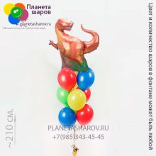 Фонтан с красным динозавром