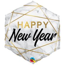 П 20" Гексагон HAPPY NEW YEAR Мрамор
