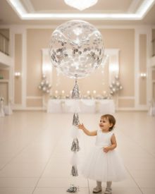 Большой шар с серебряным конфетти