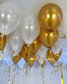 Микро шарики бело-золотые