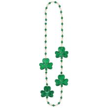 Бусы Трилистник белозеленые/А