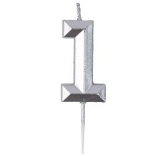 Свеча -цифра "1" Диамант Серебро 4,5см/V