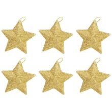 Звезда подвес золотая пластик 7см 6шт/G