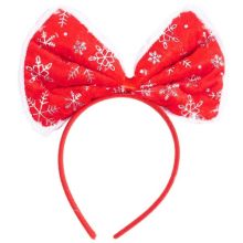 Ободок Бант Снежинки красно-белый/G