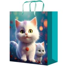 Пакет бум Котик белый 26х33см