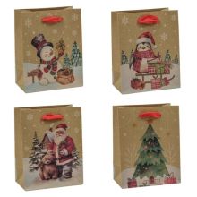 Пакет бум Зима с подарками микс 12х15см