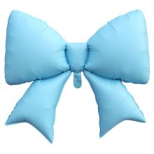  Бант голубой сатин