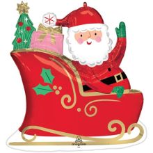  Санта с подарками на санях