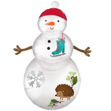  Снеговик в лесу сатин