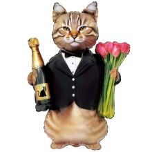  Кот с тюльпанами и шампанским