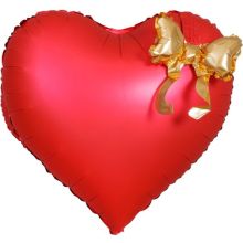  Сердце красное Бант золото
