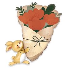  Зайка с букетом цветов