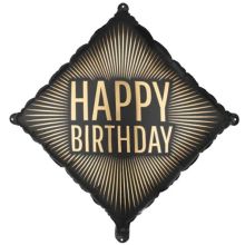 ПД 18" РОМБ HAPPY BIRTHDAY Black Gold