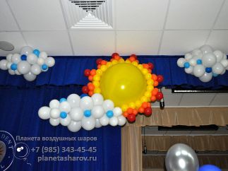 Украшение зала шарами на выпускной