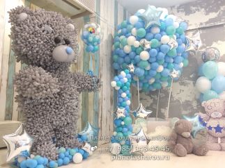 Большой серый мишка из воздушных шаров Большой серый мишка из воздушных шаров