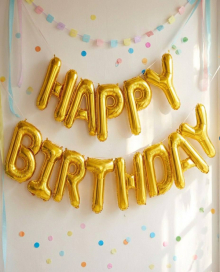 Золотая надпись Happy Birthday