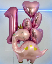 Комплект розовых шариков на 1 годик