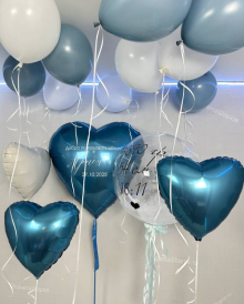 Голубой с серебром фонтан и цифрой