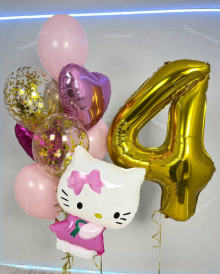 Фонтан с кошечкой и цифрой