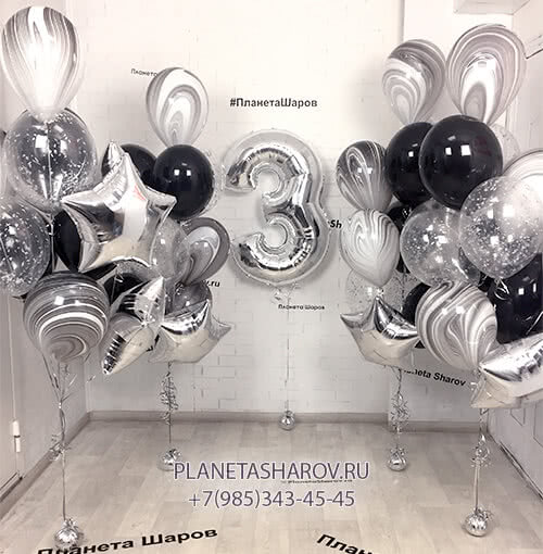 Большой набор черно-белых шаров