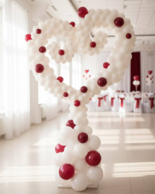 Белое сердце из шаров