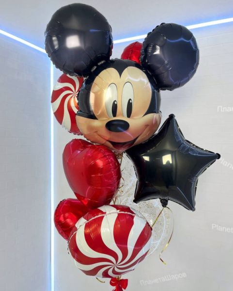 Композиция из шаров с Микки Маусом