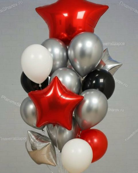 Букет с красно-серыми шарами