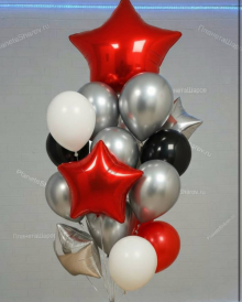 Букет с красно-серыми шарами Букет с красно-серыми шарами