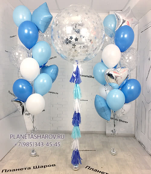 Фонтан с большим шаром конфетти