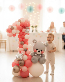 Розовая цифра с мишкой