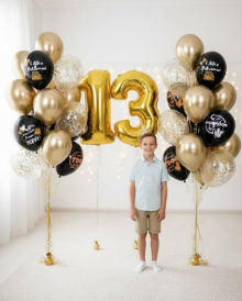 Фонтан черно-золотой с цифрой