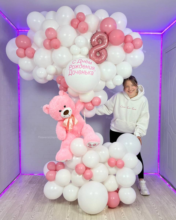 Мишка с розовой цифрой