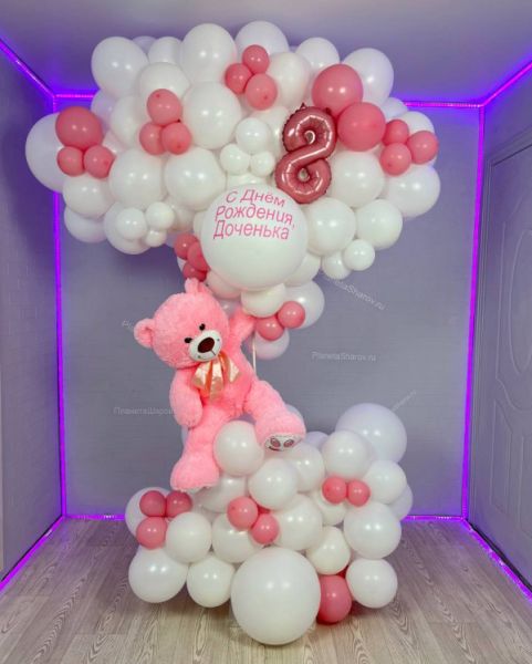 Мишка с розовой цифрой