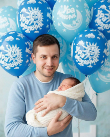 Голубые шары на выписку