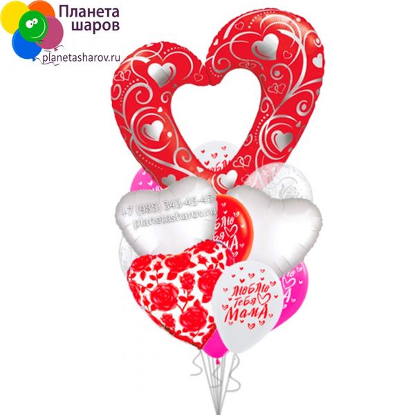 Шарики в день мамы с большим красным сердцем