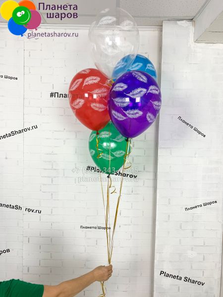Шар с рисунком перышек