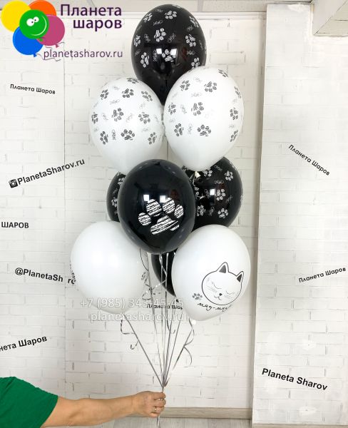 Фонтан из шаров с котиками 