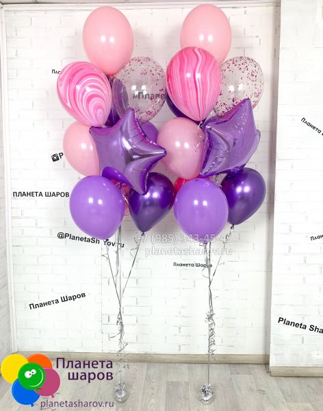 Фонтаны фиолет с шарами мрамор 