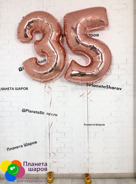 Цифра 35 розовое золото 