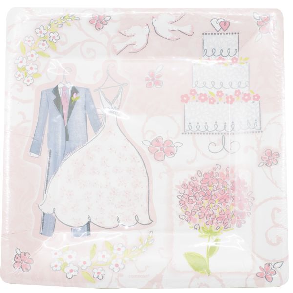 Тарелка Свадьба Romantic 25см квад 8шт/А