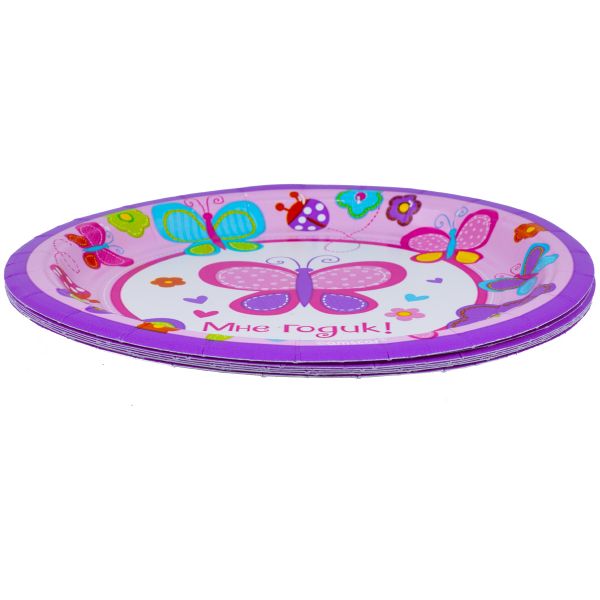 Тарелка 1-й ДР Девочка 17см 8шт/A