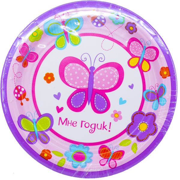 Тарелка 1-й ДР Девочка 17см 8шт/A